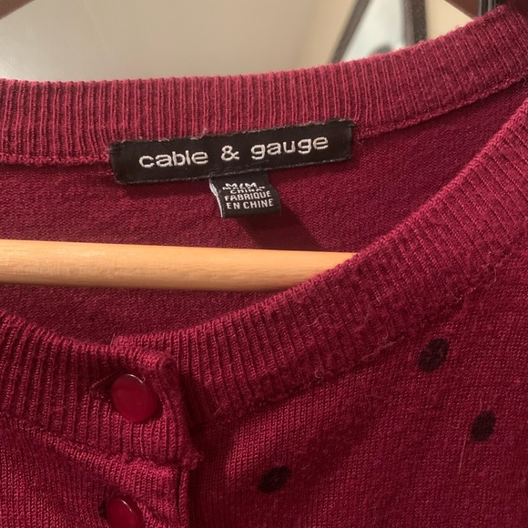 Burgundy cardigan with polka dots - Picture 2 of 2